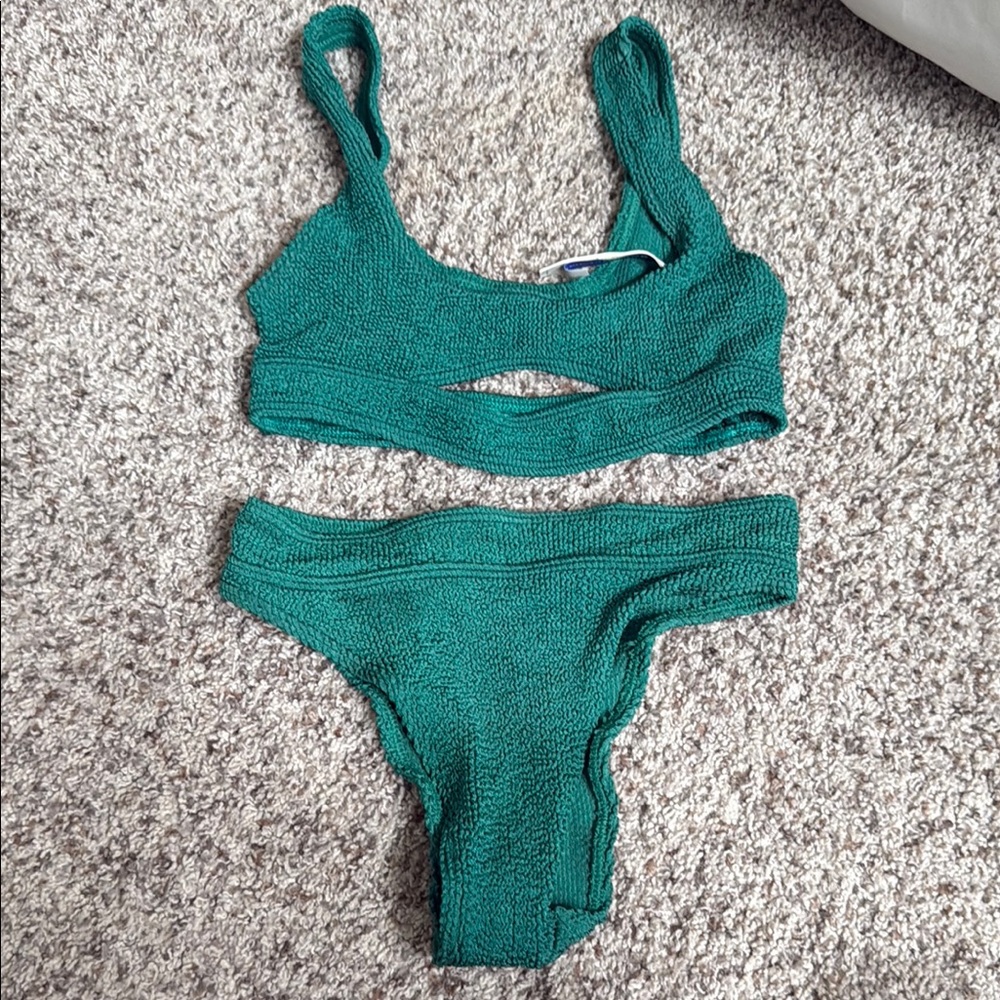 Green Textured Bikini Set by Bond Eye Australia
